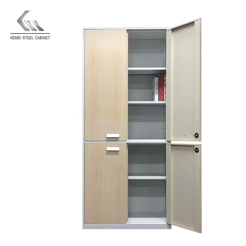 4 Door Storage Cabinet Wooden Color Steel Office Filing Cabinet