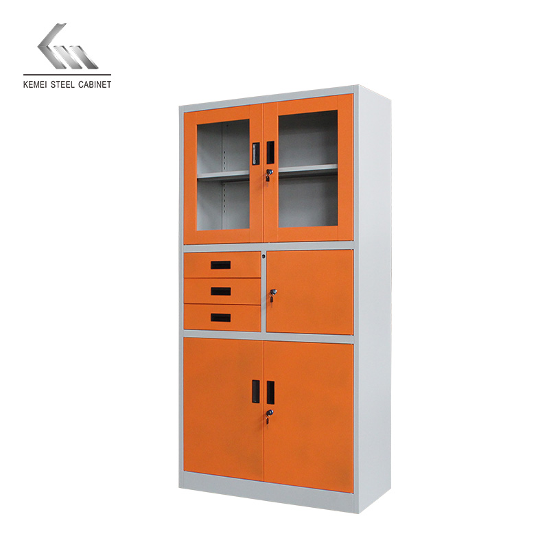 Modern Steel Filing Cabinet 4 Doors 3 Drawers Steel Cupboard