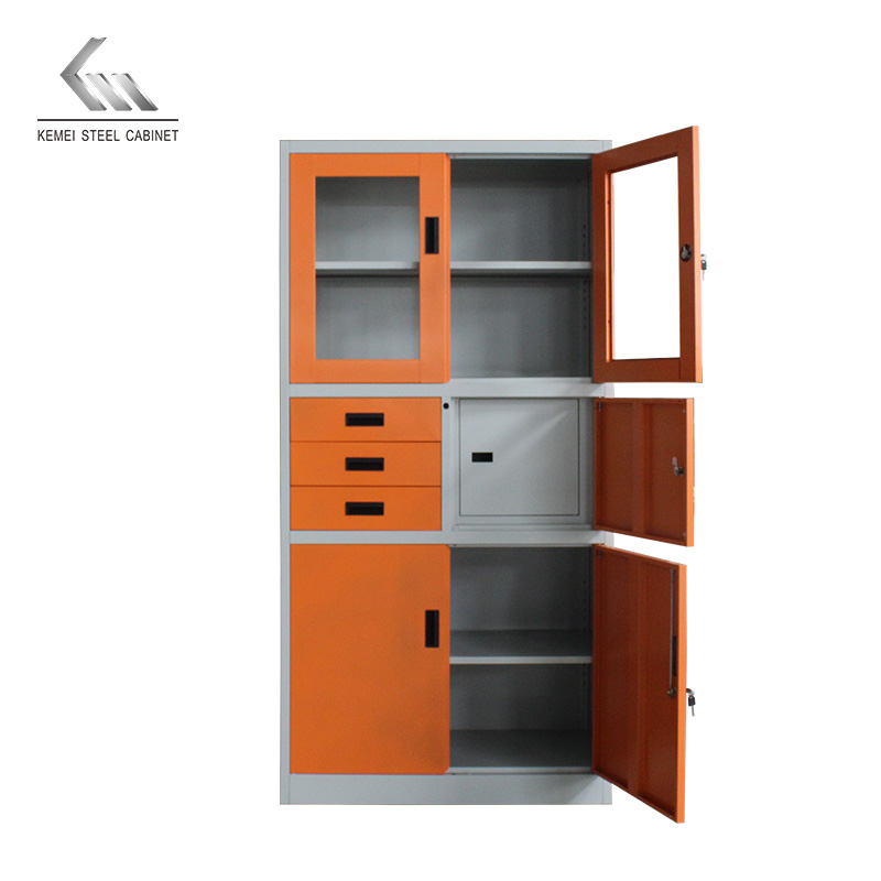 Modern Steel Filing Cabinet 4 Doors 3 Drawers Steel Cupboard