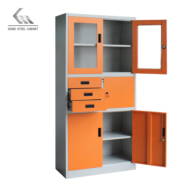 Modern Steel Filing Cabinet 4 Doors 3 Drawers Steel Cupboard