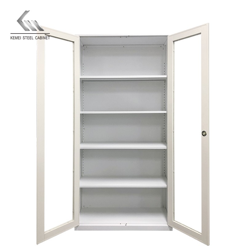 Office Furniture Steel File Cabinet Iron Glass Door Storage Cupboard