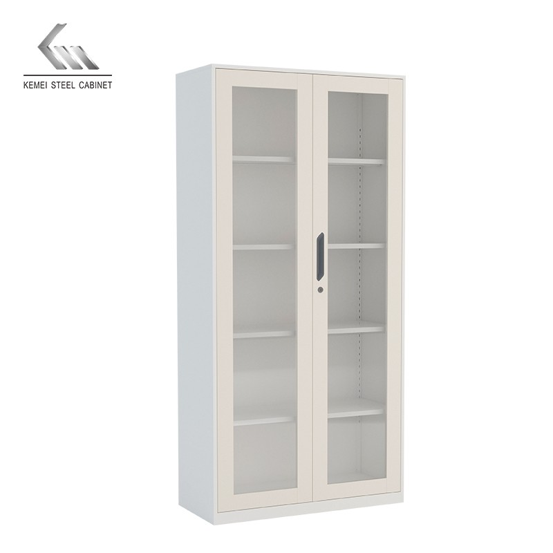 Office Furniture Steel File Cabinet Iron Glass Door Storage Cupboard