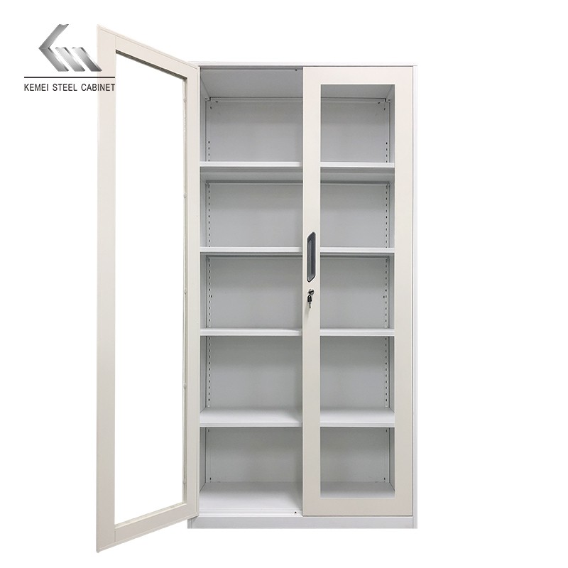 Office Furniture Steel File Cabinet Iron Glass Door Storage Cupboard
