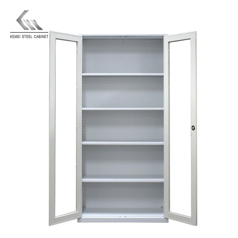 Office Furniture Steel File Cabinet Iron Glass Door Storage Cupboard