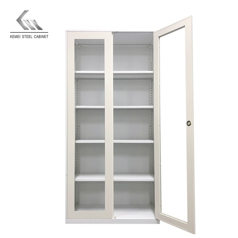 Office Furniture Steel File Cabinet Iron Glass Door Storage Cupboard