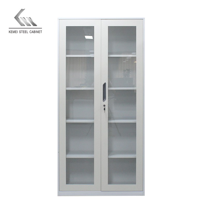 Office Furniture Steel File Cabinet Iron Glass Door Storage Cupboard