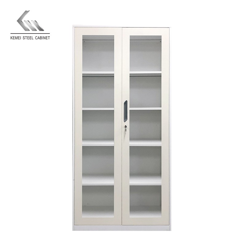 Office Furniture Steel File Cabinet Iron Glass Door Storage Cupboard