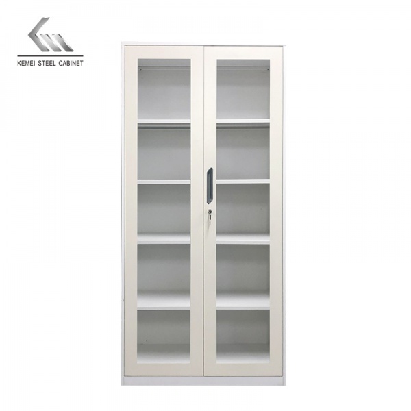 Office Furniture Steel File Cabinet Iron Glass Door Storage Cupboard