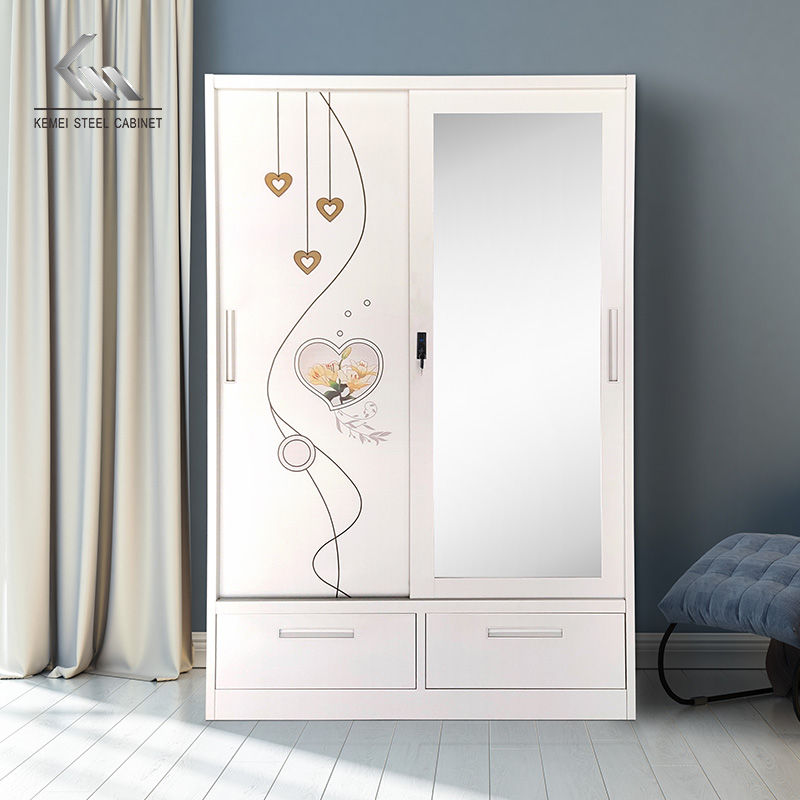 2 Door Sliding Door Steel Wardrobe