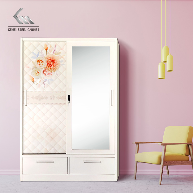 2 Door Sliding Door Steel Wardrobe
