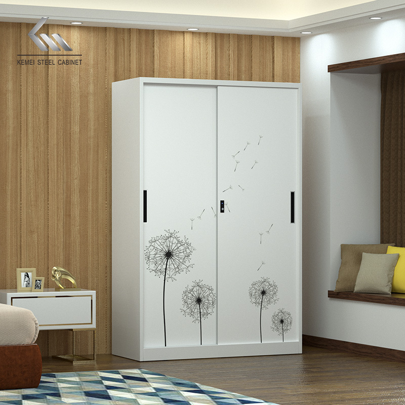 2 Door Sliding Door Steel Wardrobe