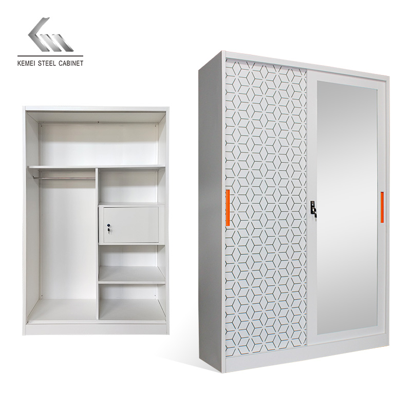 2 Door Sliding Door Steel Wardrobe