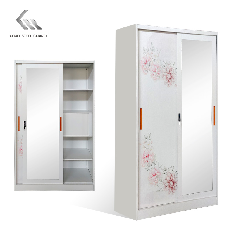 2 Door Sliding Door Steel Wardrobe