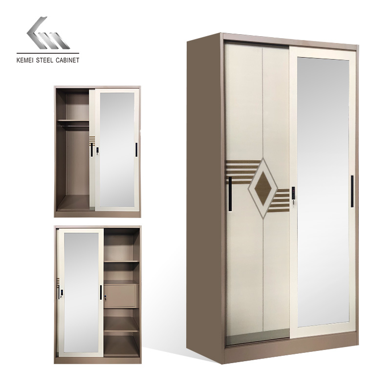 2 Door Sliding Door Steel Wardrobe