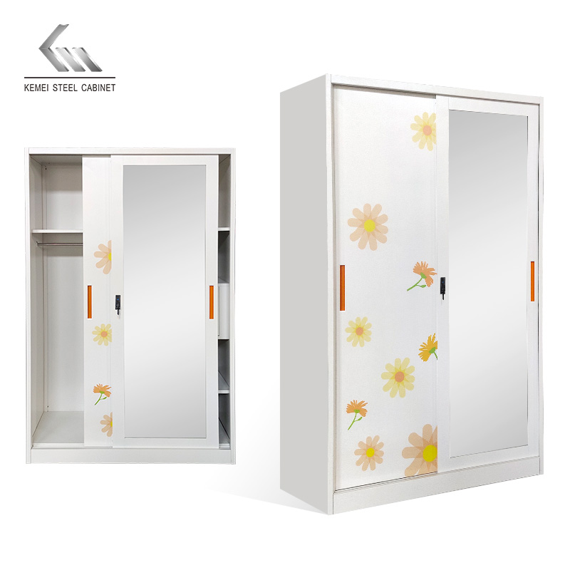 2 Door Sliding Door Steel Wardrobe