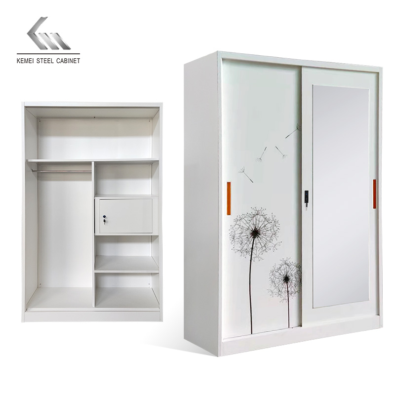 2 Door Sliding Door Steel Wardrobe