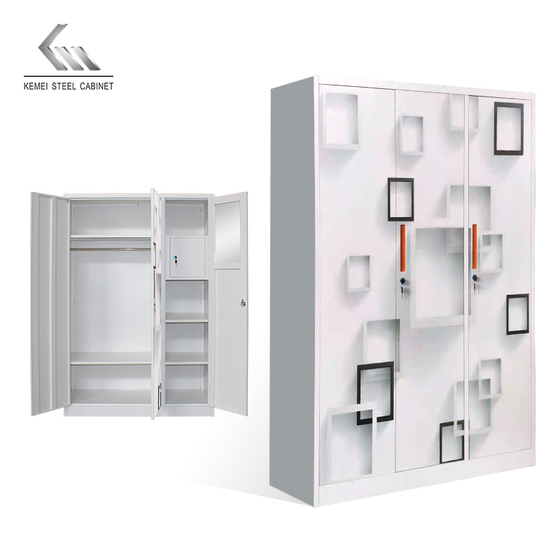 3 Door Swing Door Steel Wardrobe