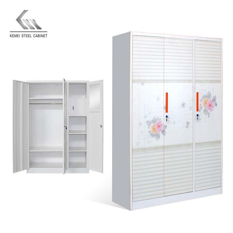 3 Door Swing Door Steel Wardrobe