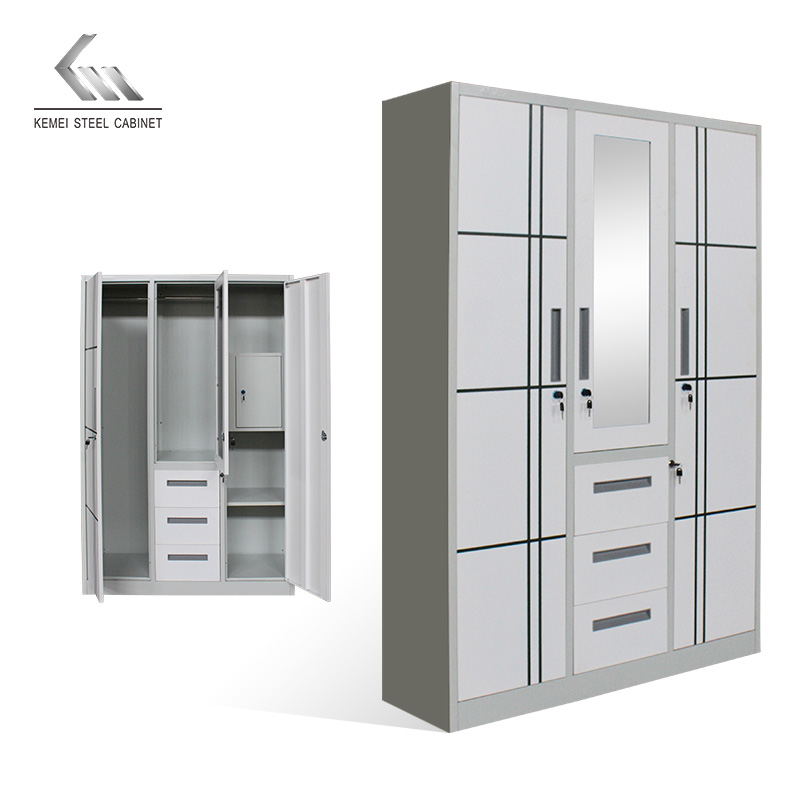 3 Door Swing Door Steel Wardrobe