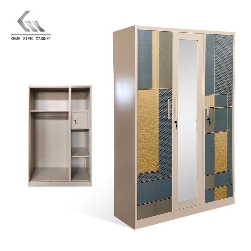3 Door Swing Door Steel Wardrobe