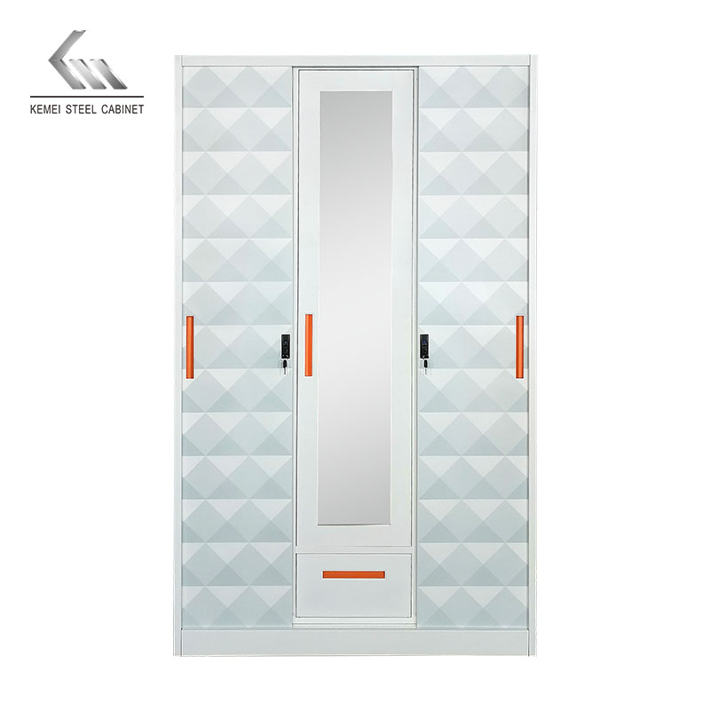 3 Door Sliding Door Steel Wardrobe