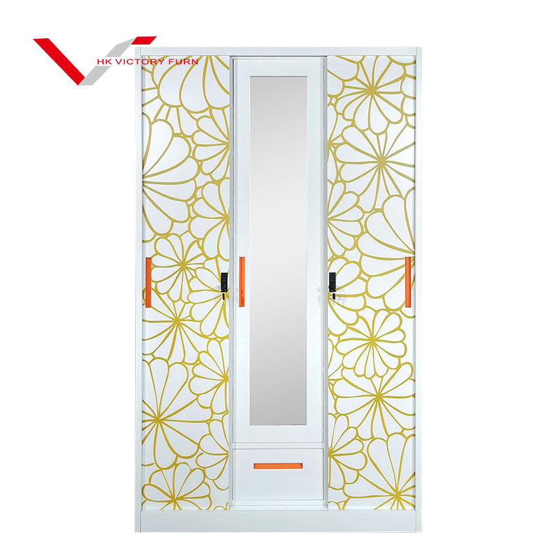 3 Door Sliding Door Steel Wardrobe