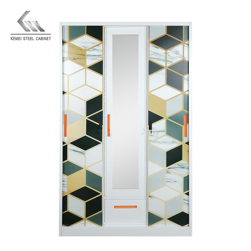3 Door Sliding Door Steel Wardrobe