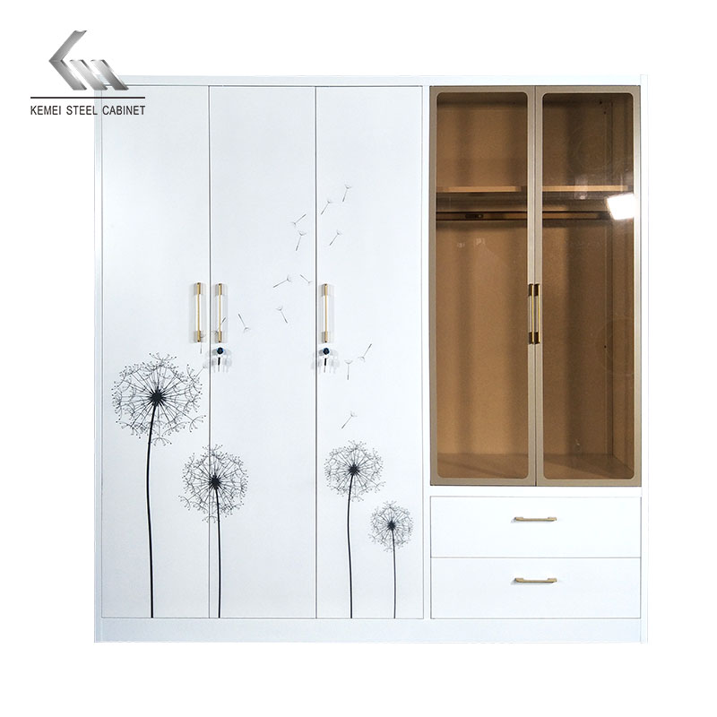 5 Door Steel Wardrobe with LED light