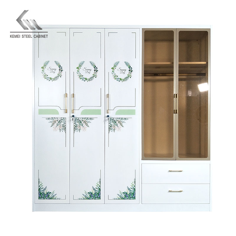 5 Door Steel Wardrobe with LED light