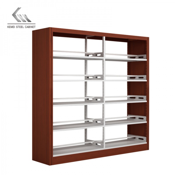 Wood Color School Library Metal Steel Bookshelf