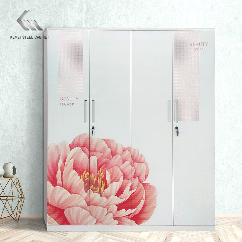Bedroom Furniture Four Door Metal Wardrobe Closet Steel Almirah
