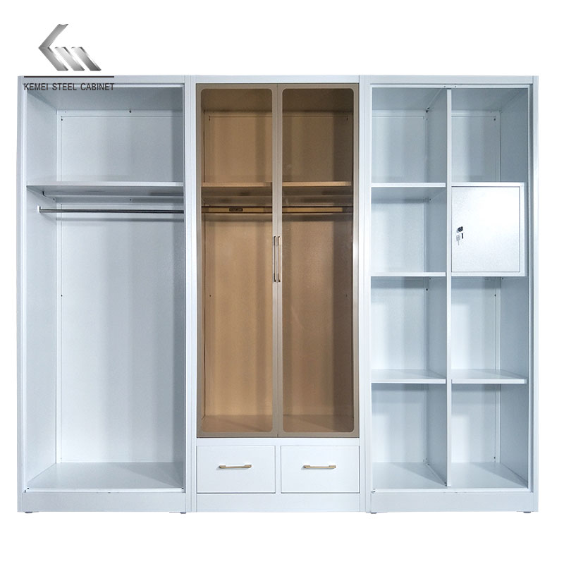 New Design Six Door Metal Wardrobe with LED Steel Almirah