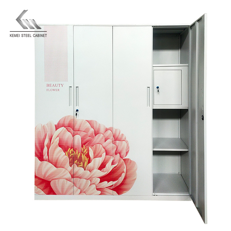 Bedroom Furniture Four Door Metal Wardrobe Closet Steel Almirah
