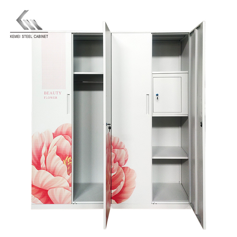 Bedroom Furniture Four Door Metal Wardrobe Closet Steel Almirah