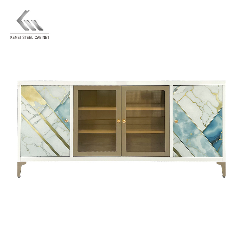Simple Steel 4 Door Sideboard Storage Metal Cabinet For Living Room 