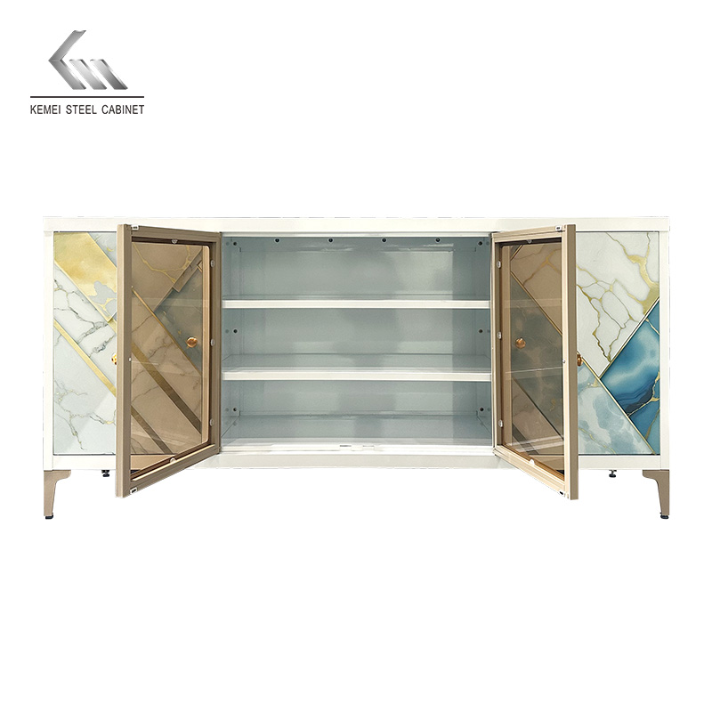 Simple Steel 4 Door Sideboard Storage Metal Cabinet For Living Room 