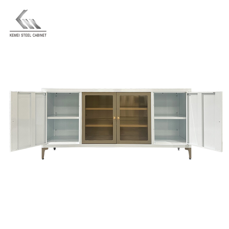 Simple Steel 4 Door Sideboard Storage Metal Cabinet For Living Room 