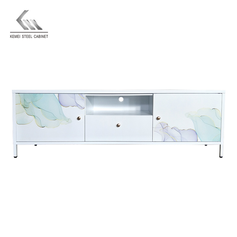 Minimalistic Metal TV Cabinet Steel Storage Unit with Drawer