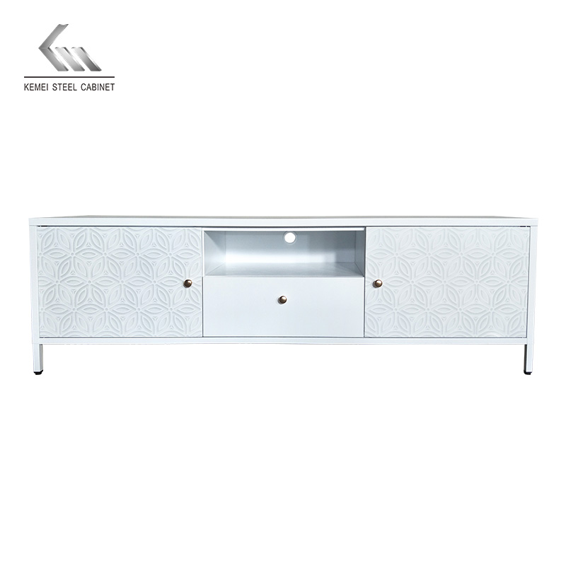 Minimalistic Metal TV Cabinet Steel Storage Unit with Drawer
