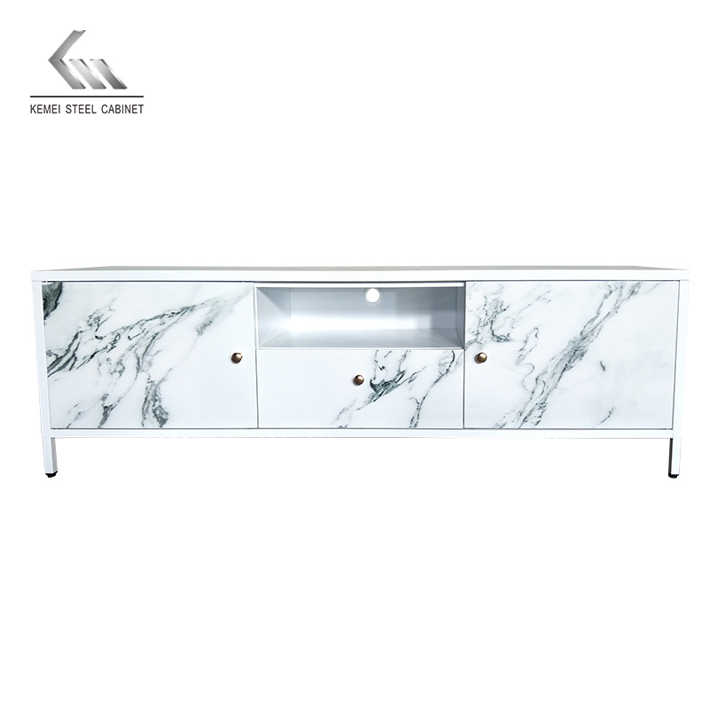 Minimalistic Metal TV Cabinet Steel Storage Unit with Drawer