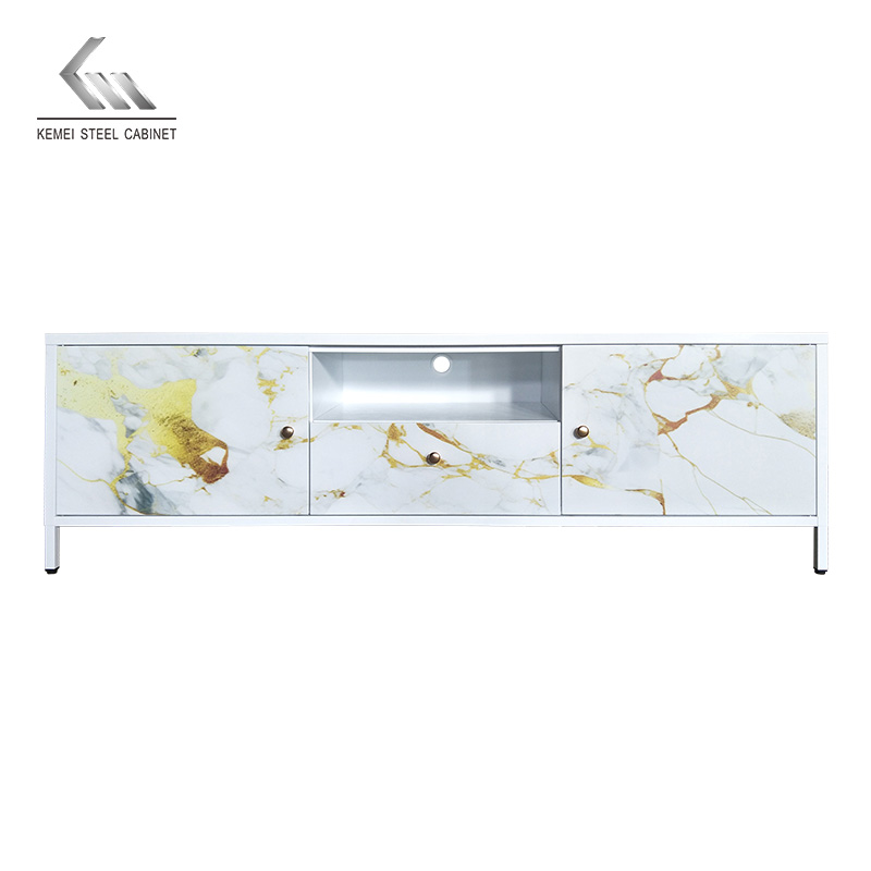 Minimalistic Metal TV Cabinet Steel Storage Unit with Drawer