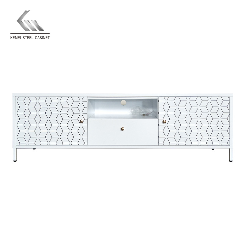 Minimalistic Metal TV Cabinet Steel Storage Unit with Drawer