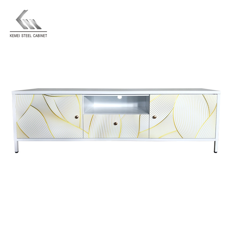 Minimalistic Metal TV Cabinet Steel Storage Unit with Drawer