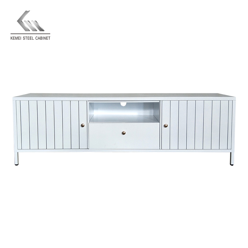 Minimalistic Metal TV Cabinet Steel Storage Unit with Drawer
