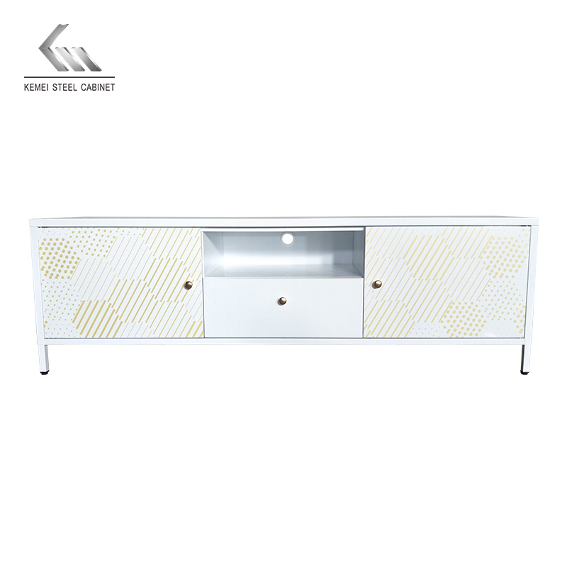 Minimalistic Metal TV Cabinet Steel Storage Unit with Drawer