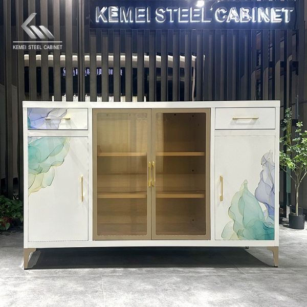  Four Door Two Drawer Metal Sideboard Storage Cabinet