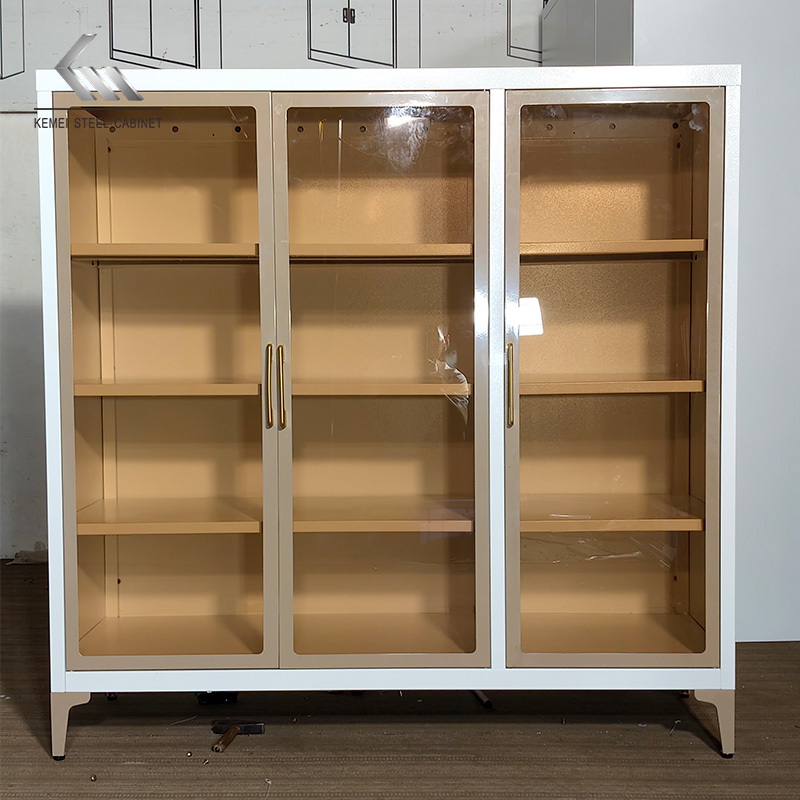 Multi Layer Metal Sideboard Cabinet with Swing 3 Doors for Kitchen Living Room Bedroom Hotel