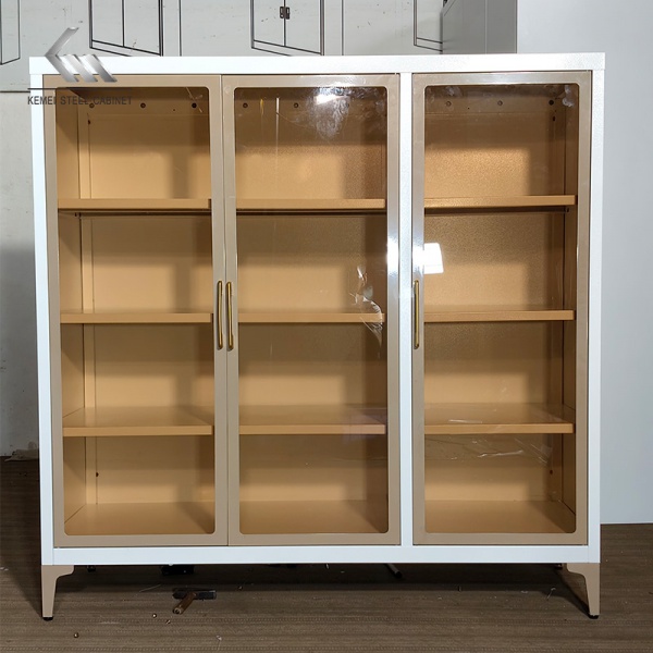 Multi Layer Metal Sideboard Cabinet with Swing 3 Doors for Kitchen Living Room Bedroom Hotel