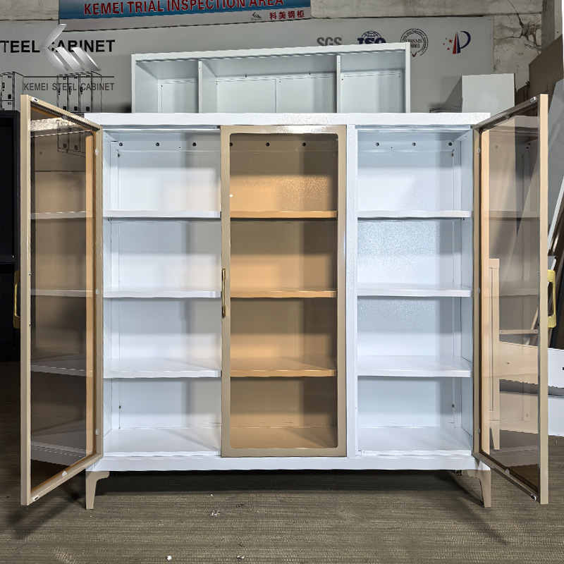 Multi Layer Metal Sideboard Cabinet with Swing 3 Doors for Kitchen Living Room Bedroom Hotel