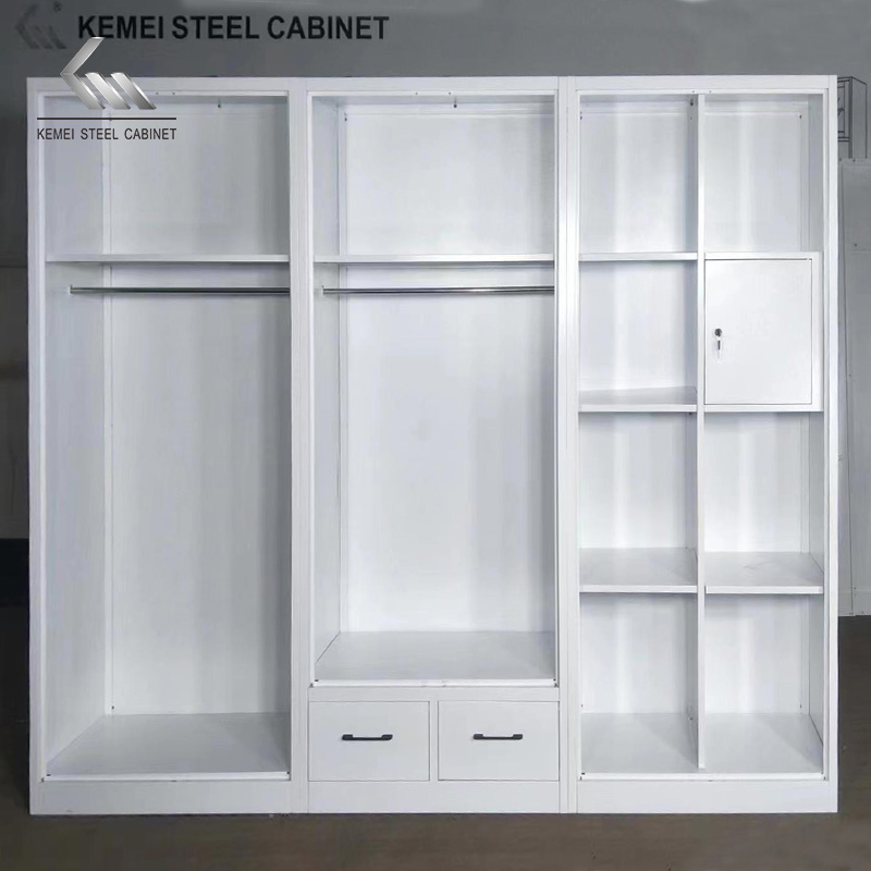 6 Door Led Light Mirror Iron Closet Cabinet Metal Steel Armoire Wardrobe